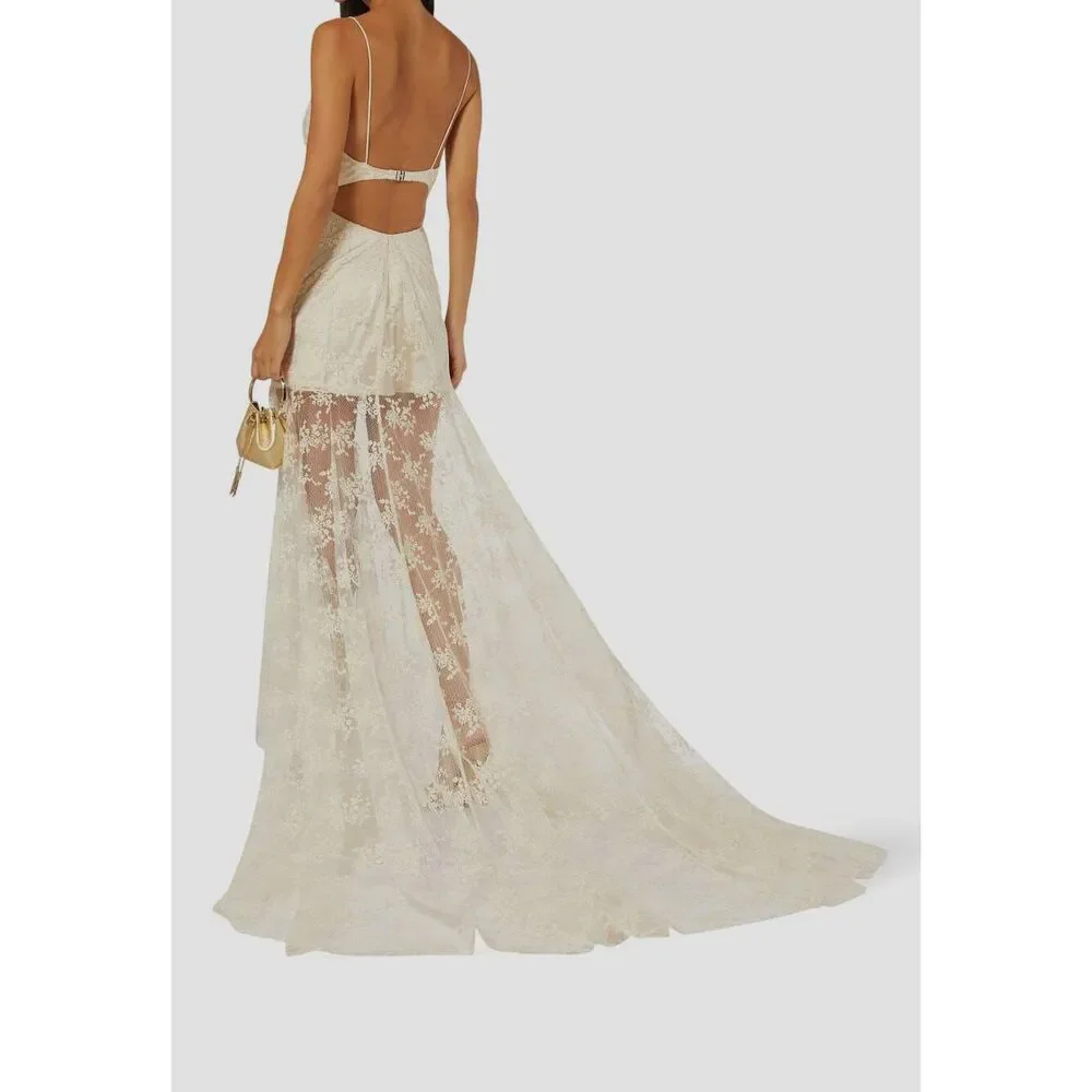 $2850 Rotate Women's Ivory Miley Laced V-Neck A-Line Dress Size EU 38/US 6 - Picture 2 of 4